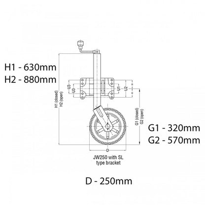 AL-KO 10in 623660XP3 Heavy-Duty Solid Tyre Jockey Wheel