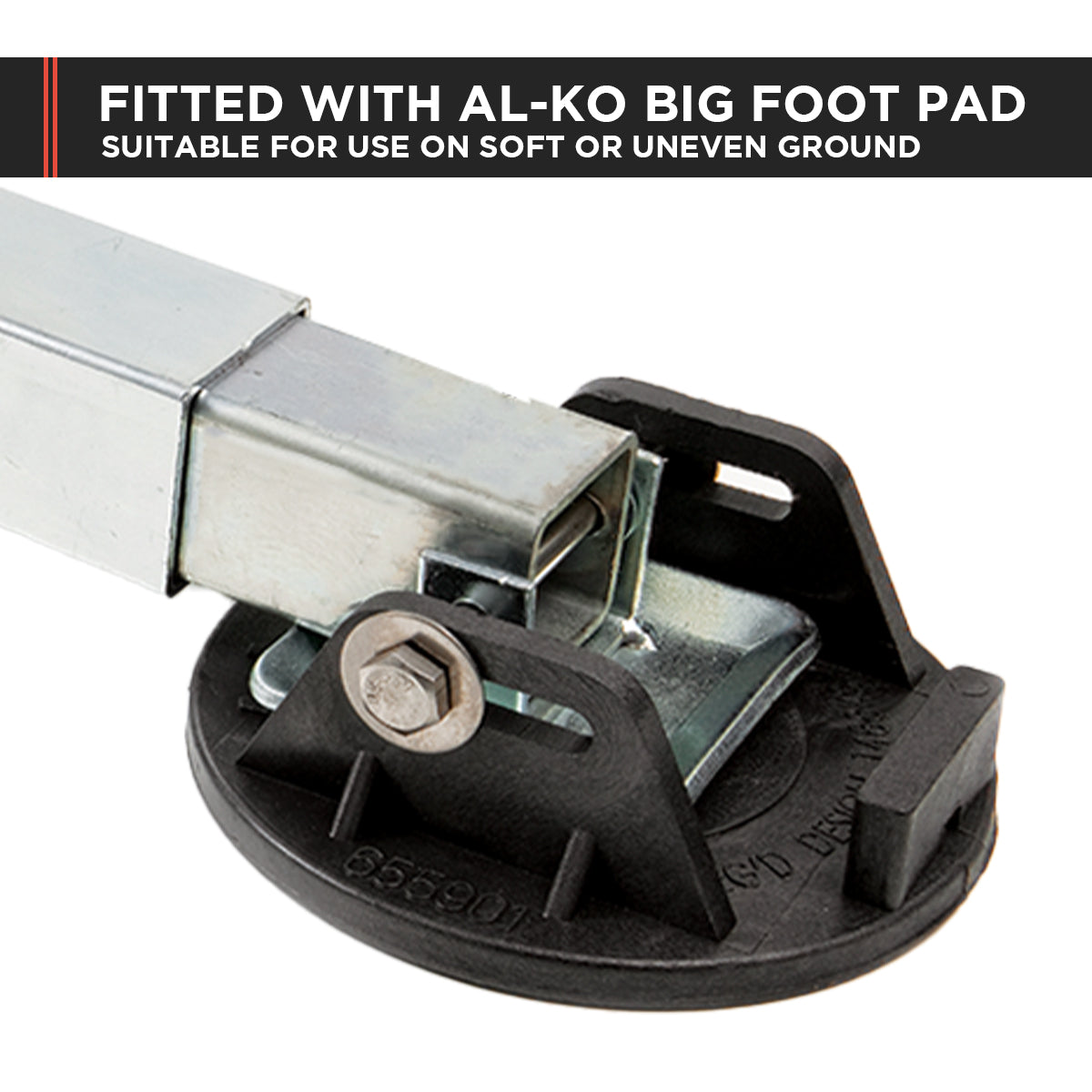 2x AL-KO 590mm Drop Down Stabiliser Leg Corner Fitted with Big Foot