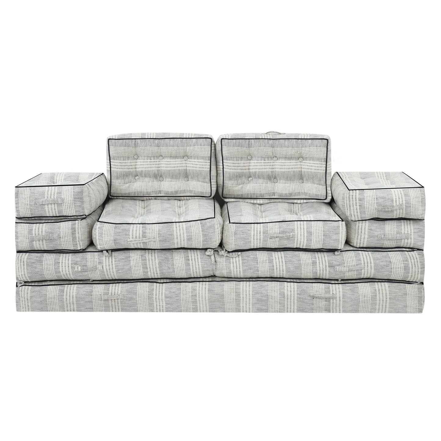 Agura 10-Piece Modular Setting Lounge Couch Tufted Cotton Woven Fabric