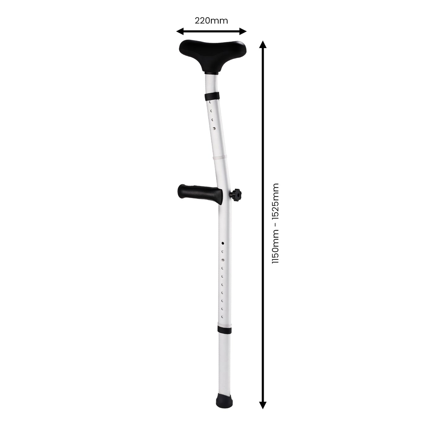 Evekare Heavy Duty Under Arm Walking Crutch - Silver