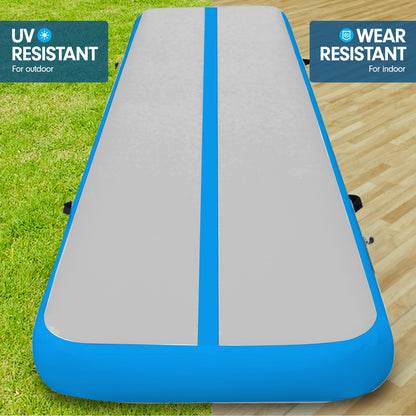 8m x 1m Air Track Inflatable Gymnastics Mat Tumbling - Grey Blue