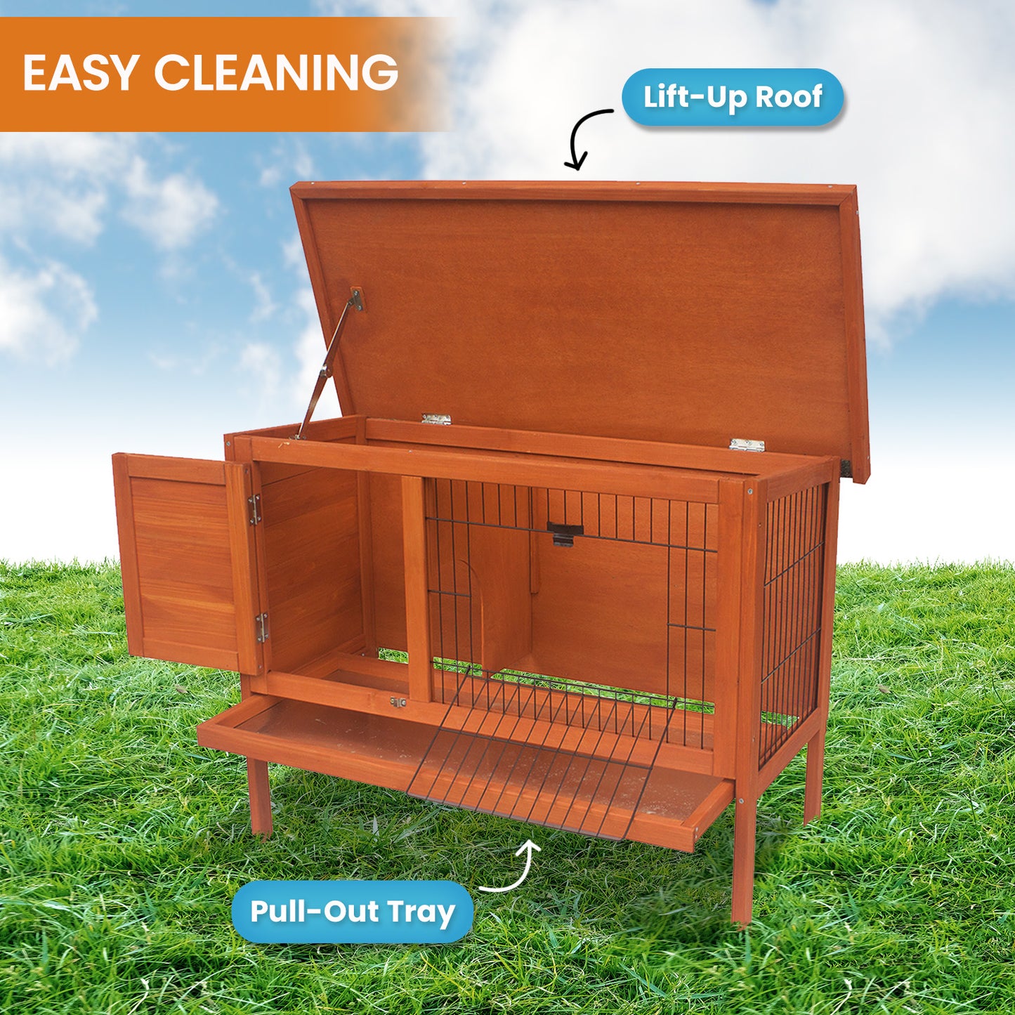 Little Buddies Wooden Pet Rabbit Hutch 2 Sections - Small