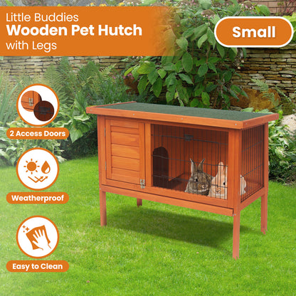 Little Buddies Wooden Pet Rabbit Hutch 2 Sections - Small