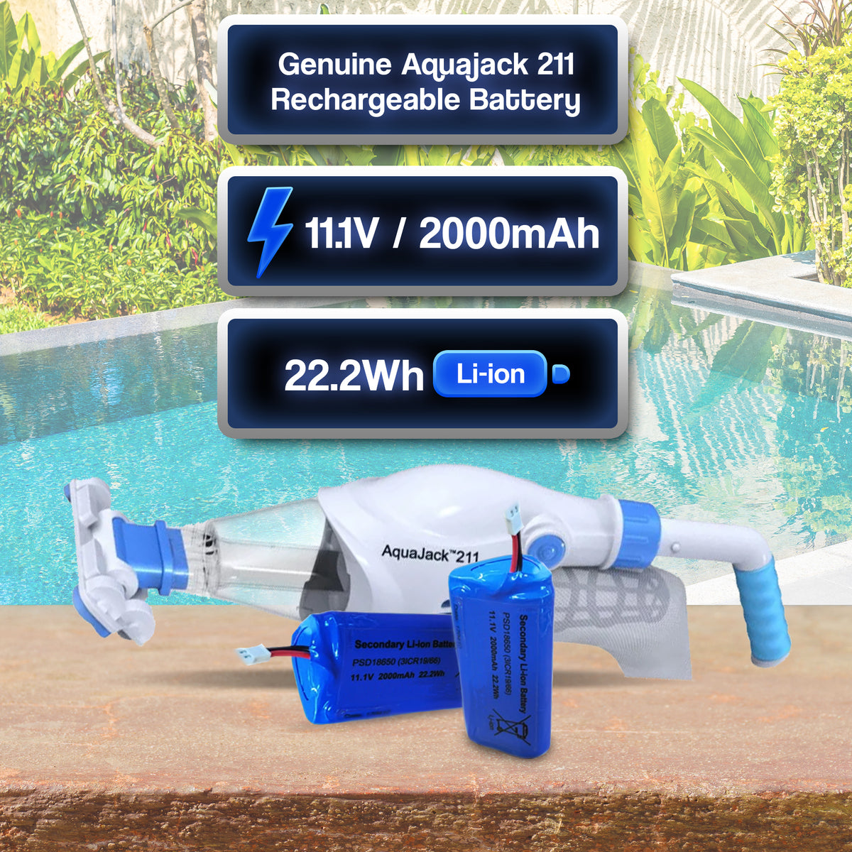 Spare Aquajack 211 Pool Cleaner Rechargeable Replacement Battery