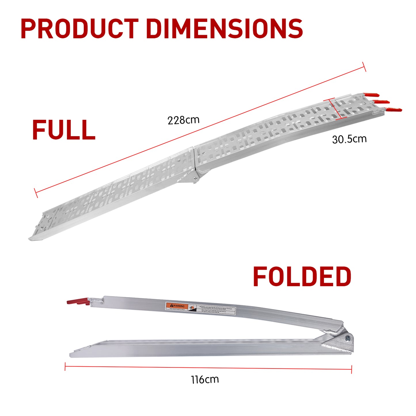 2 x Aluminium ATV Loading Ramp Foldable - Silver