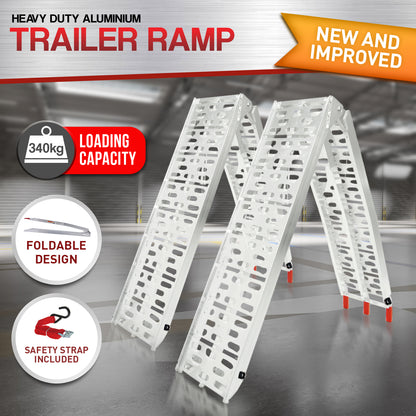 2 x Aluminium ATV Loading Ramp Foldable - Silver