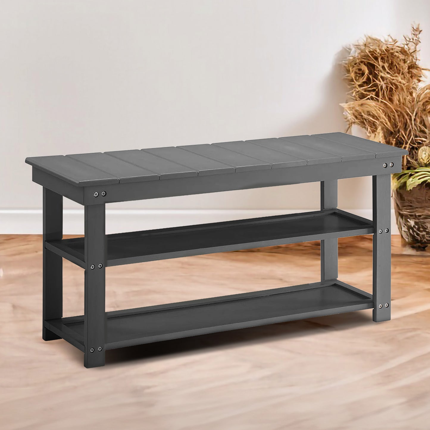 Sarantino Maeve Shoe Storage Bench - Grey