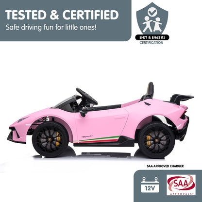 Lamborghini Performante Kids Electric Ride On Car Remote Control Pink