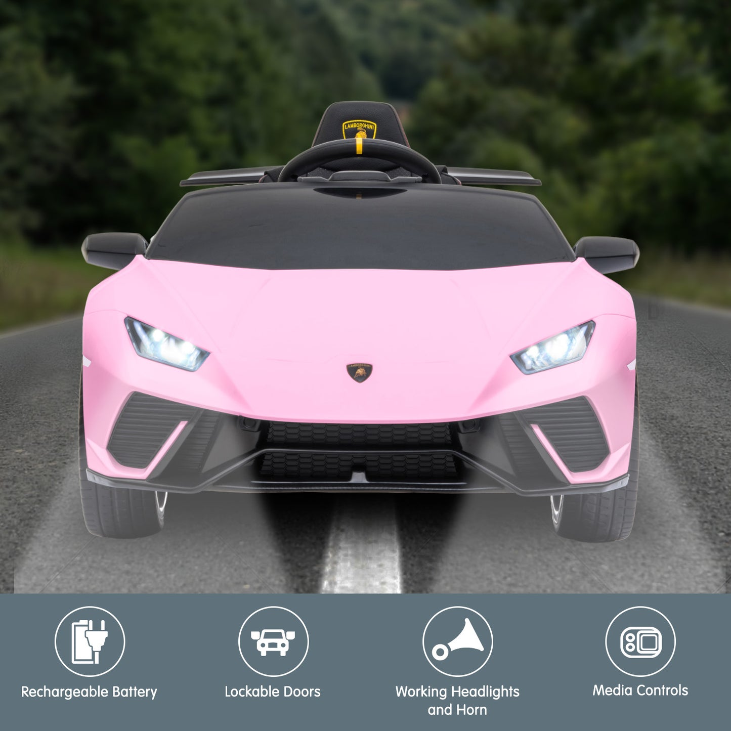 Lamborghini Performante Kids Electric Ride On Car Remote Control Pink