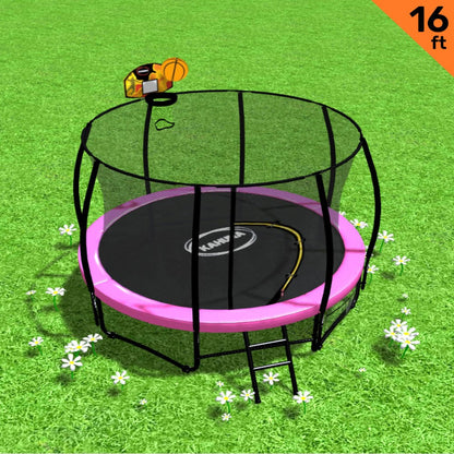 Trampoline 16ft Kahuna with  Basket ball set - Pink