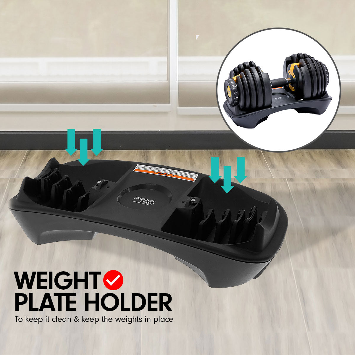 48KG Powertrain Adjustable Dumbbell Set With Stand - Gold