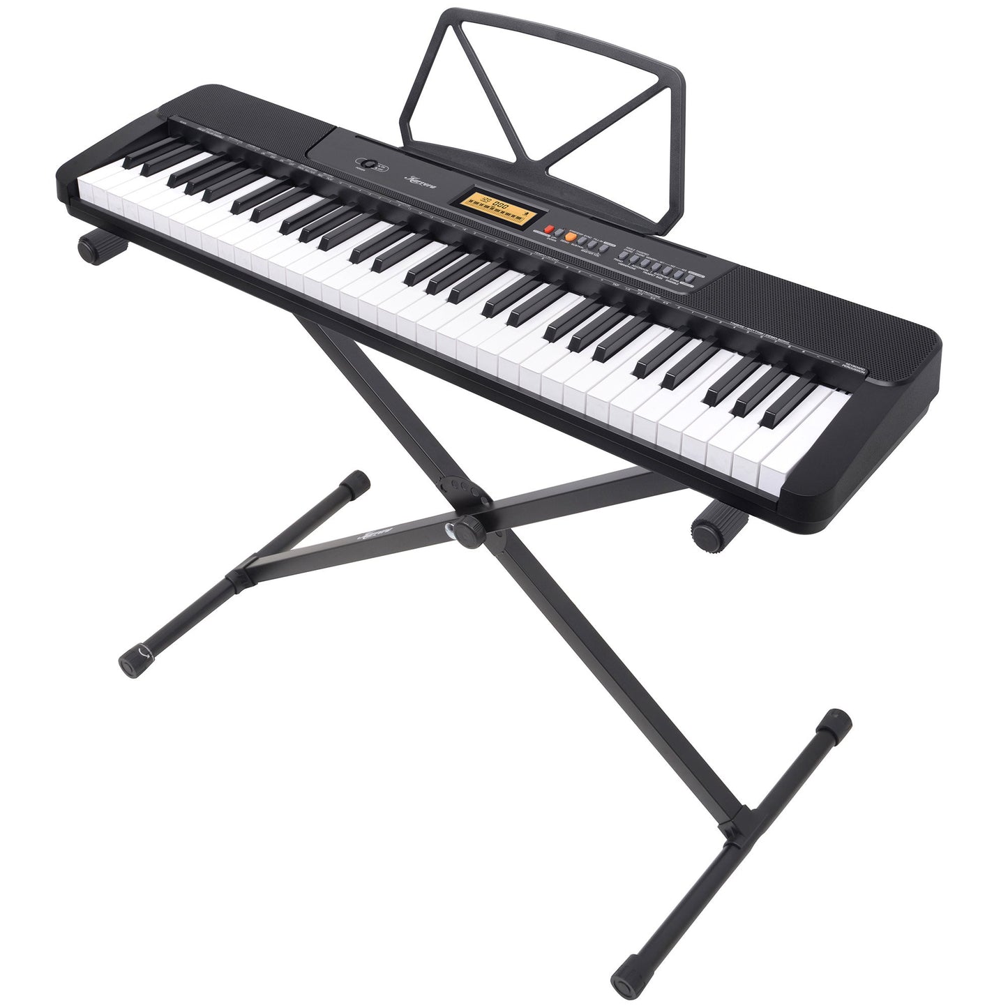 Karrera 61-Key Electronic Keyboard with LCD Display and Touch Response in Black CHJ-291