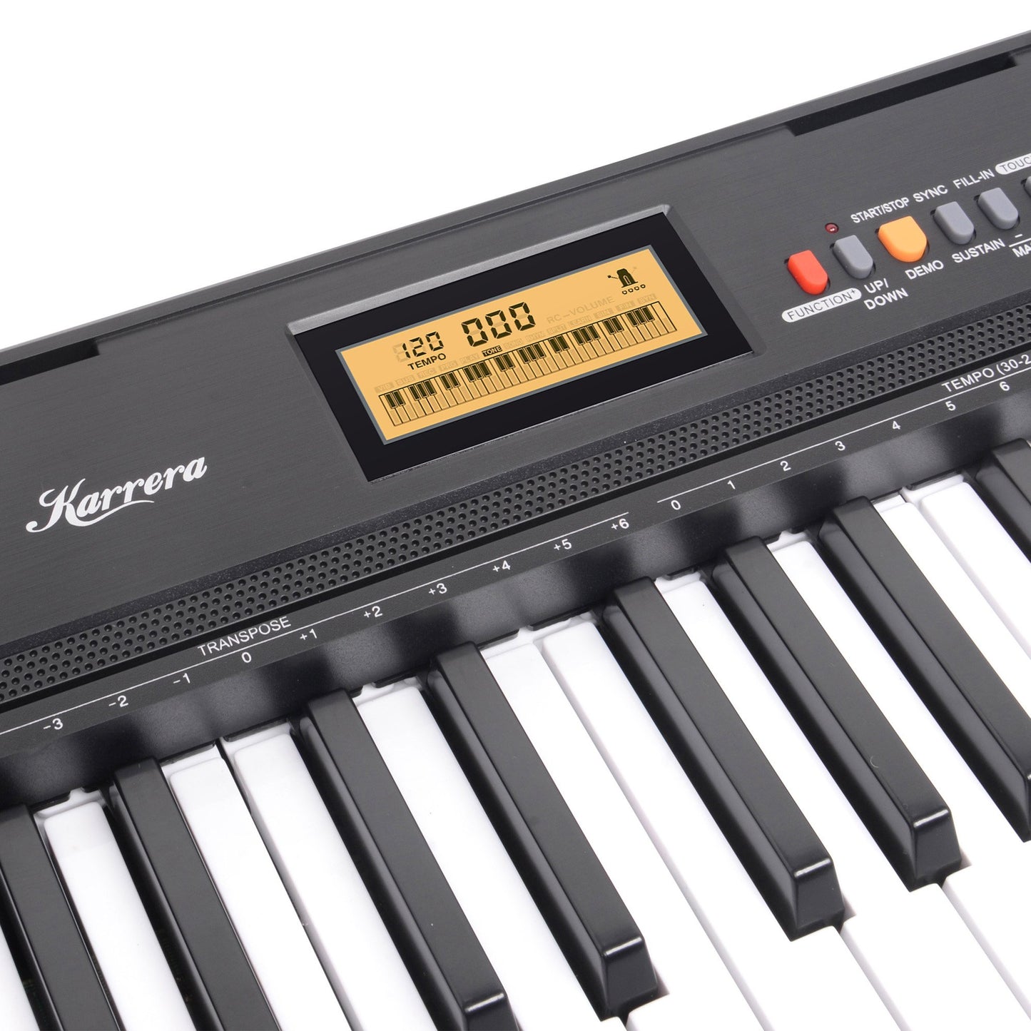 Karrera 61-Key Electronic Keyboard with LCD Display and Touch Response in Black CHJ-291