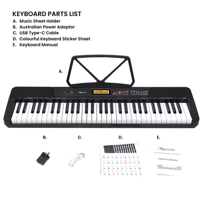 Karrera 61-Key Electronic Keyboard with LCD Display and Touch Response in Black CHJ-291