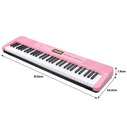 Karrera 61-Key Electronic Keyboard with LCD and Touch Response in Pink CHJ-291