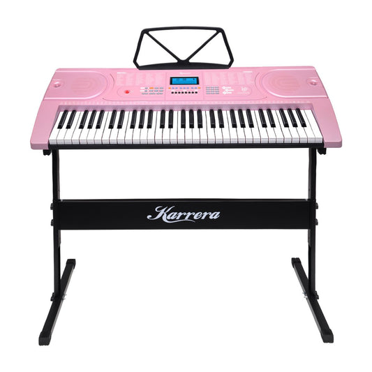 Karrera 61 Keys Electronic Keyboard Piano Music with Stand - Pink