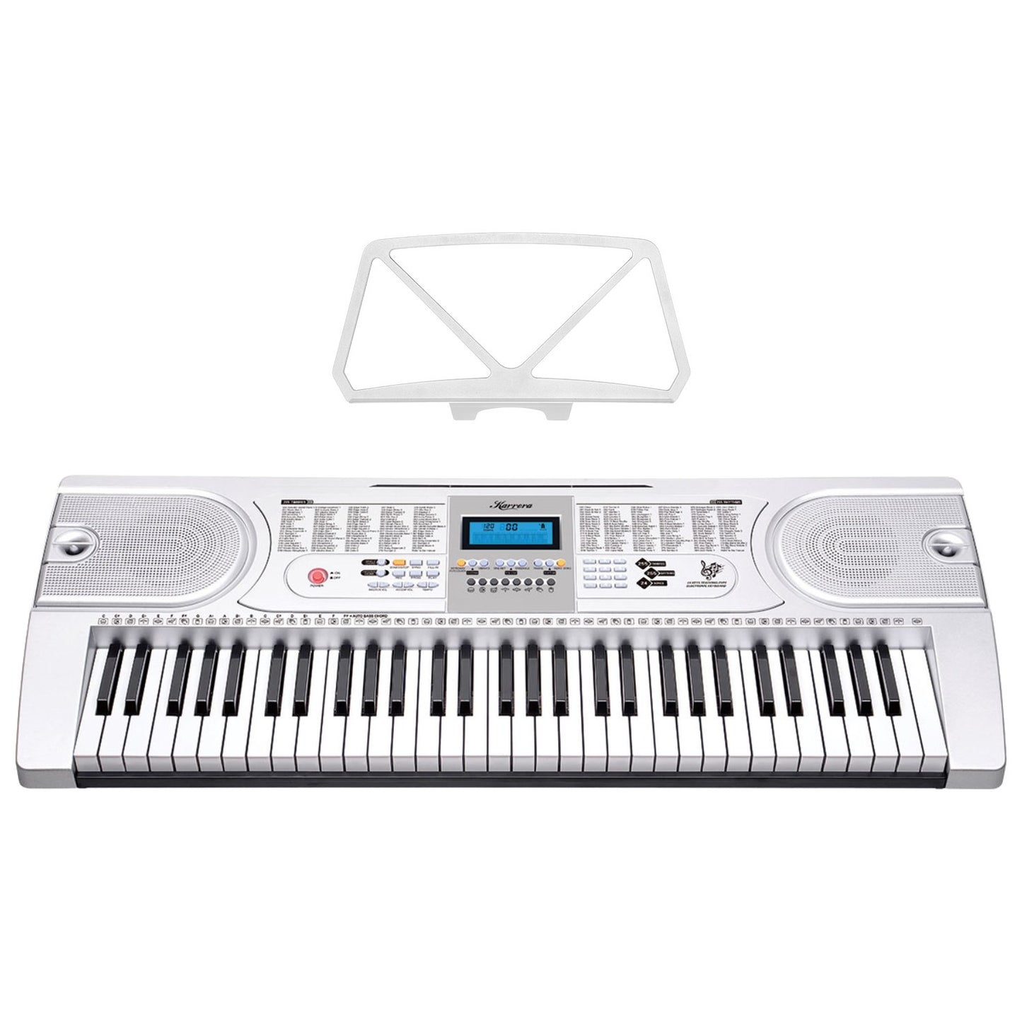 Karrera 61 Keys Electronic Keyboard Piano with Stand - Silver