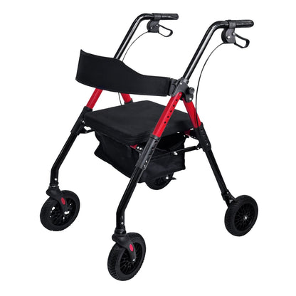 Orthonica Foldable Mobility Steel Rollator 136kg Max Capacity Red