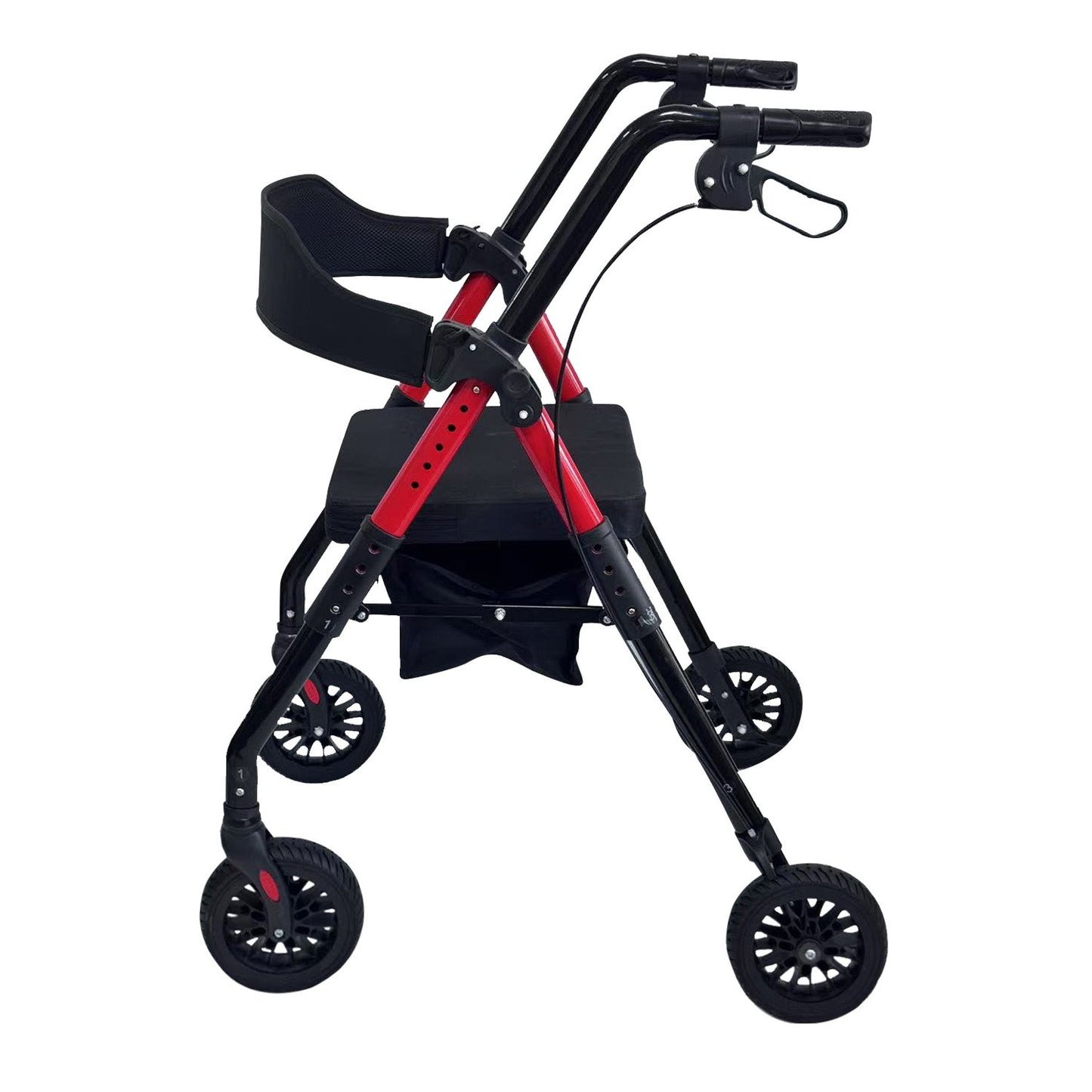 Orthonica Foldable Mobility Steel Rollator 136kg Max Capacity Red