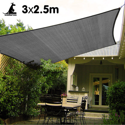 Wallaroo Rectangular Shade Sail 3m x 2.5m - Grey