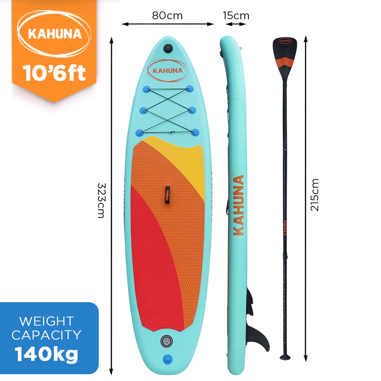 Kahuna Hana Inflatable Stand Up Paddle Board 10ft6in iSUP Accessories