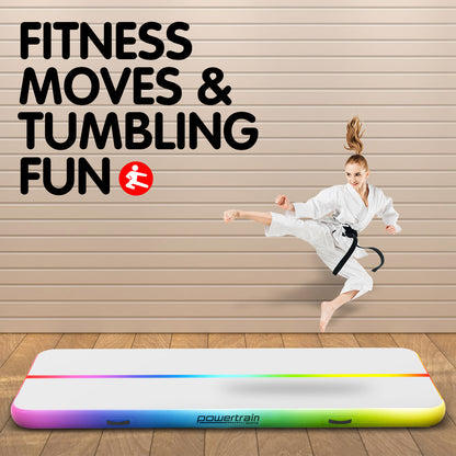 4m x 1m Airtrack Tumbling Mat Gymnastics Exercise Inflatable - Rainbow