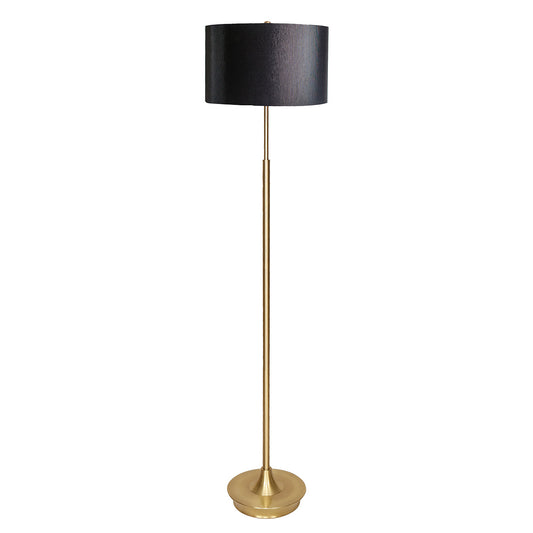 Sarantino Metal Floor Lamp Brushed Brass Finish with White Shade