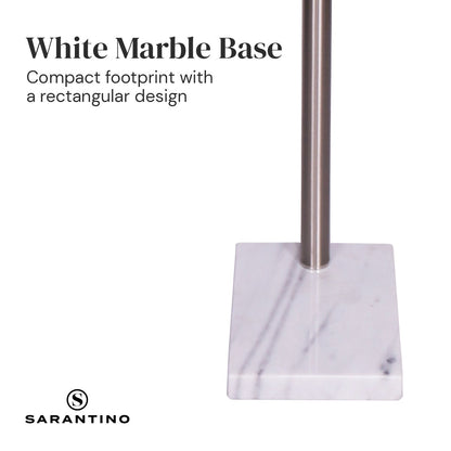 Sarantino 3-Light Metal Arc Floor Lamp - Nickel & Marble Finish