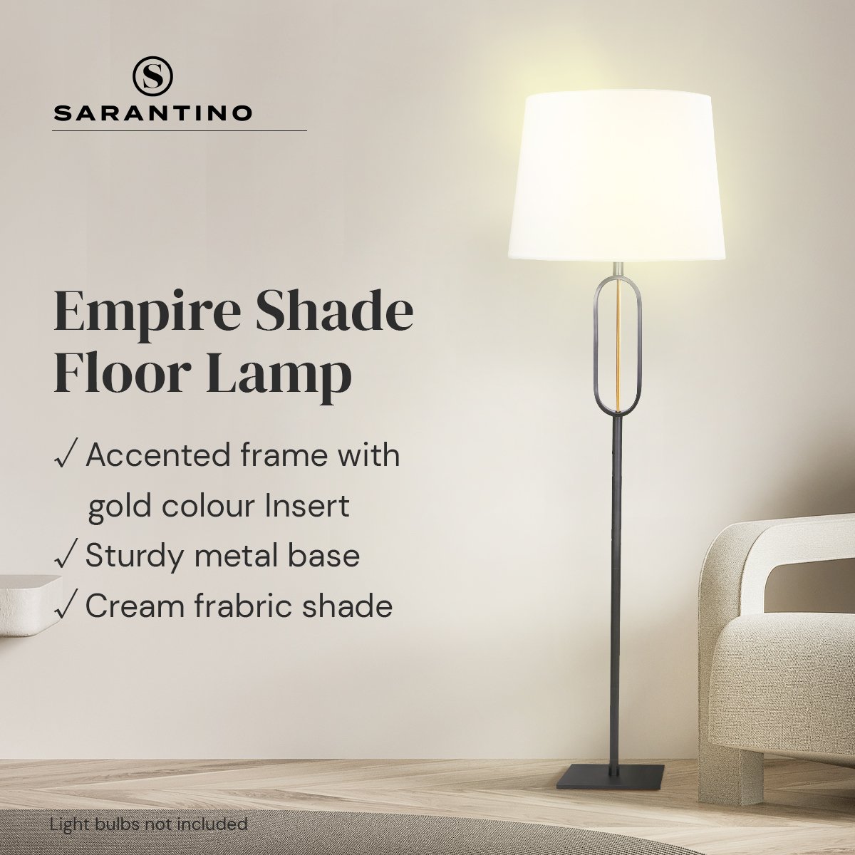 Sarantino Classic Floor Lamp with Empire Shade