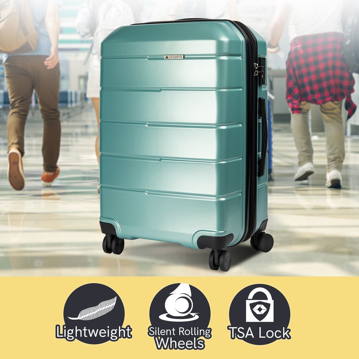 Olympus 3PC Artemis Luggage Set Hard Shell  ABS+PC - Electric Teal