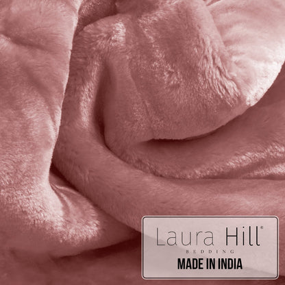 Laura Hill 600GSM Double-Sided Queen Size Faux Mink Blanket - Pink