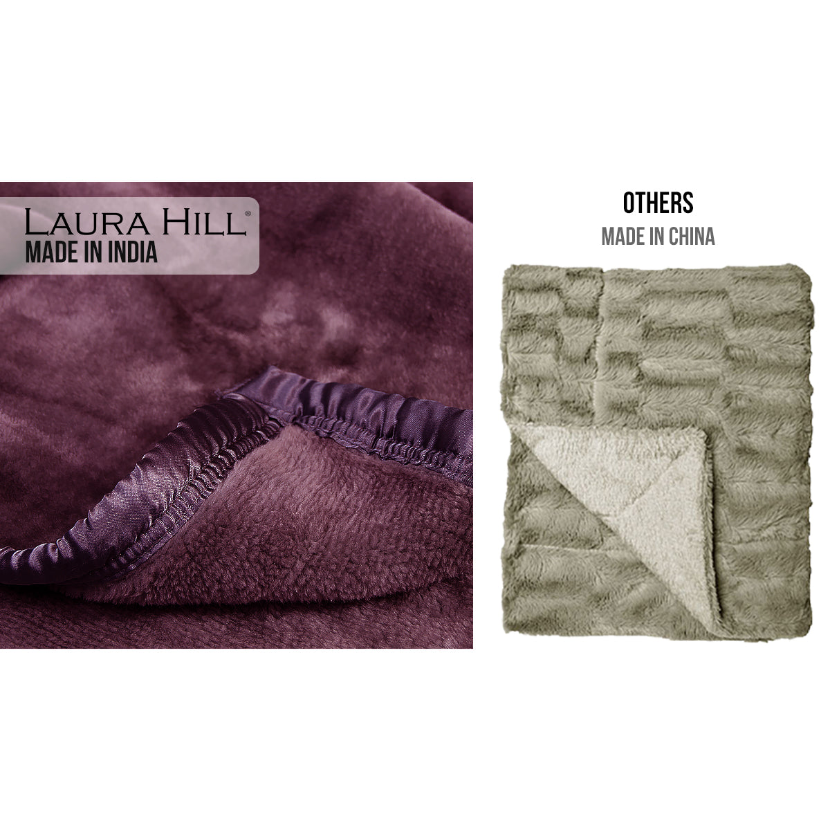 Laura Hill 600GSM Large Double-Sided Faux Mink Blanket - Purple