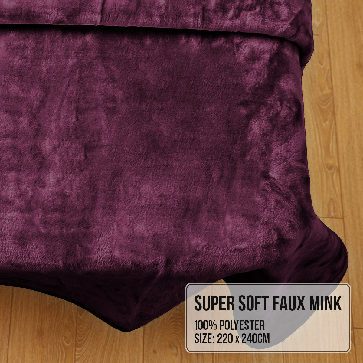 Laura Hill 600GSM Large Double-Sided Faux Mink Blanket - Purple