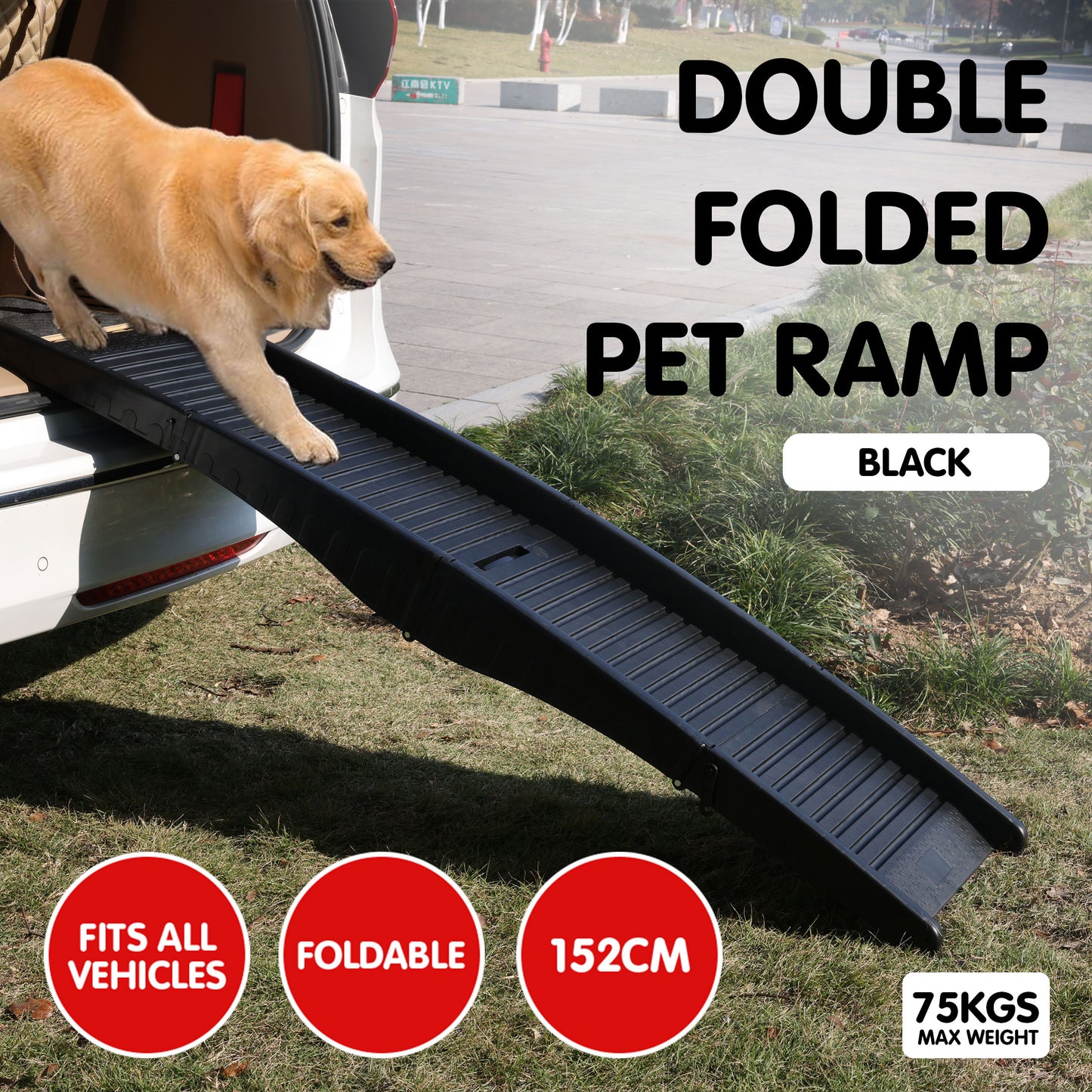 Furtastic 152cm Portable Dog Pet Ramp - Black