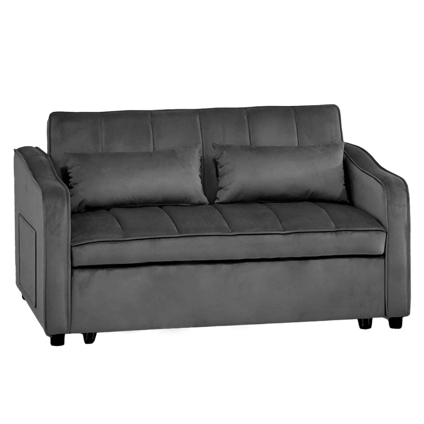 Sarantino Fenton 2-Seater Velvet Sofa Bed in Dark Grey