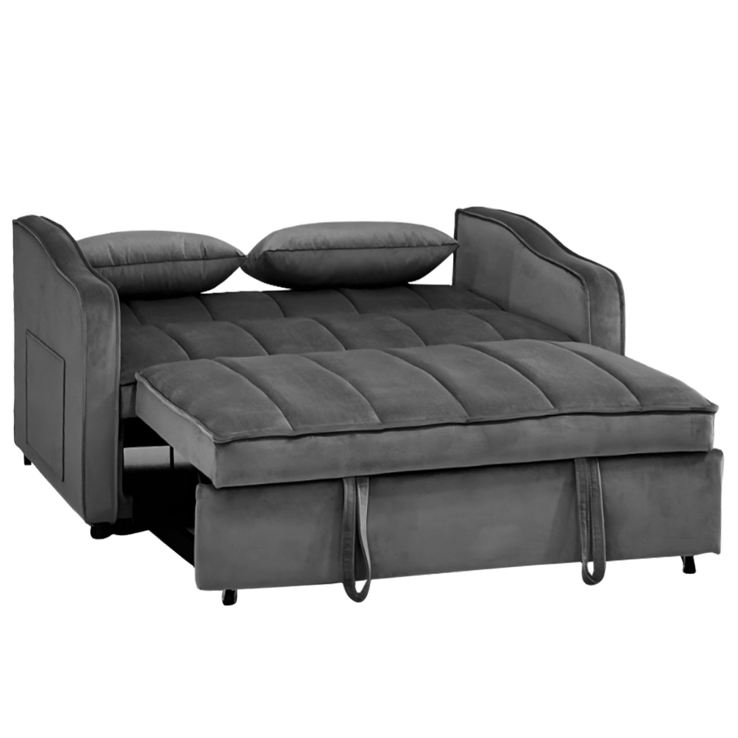 Sarantino Fenton 2-Seater Velvet Sofa Bed in Dark Grey