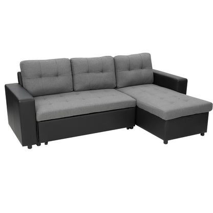 Sarantino 3-Seater Corner Sofa Bed Storage Lounge Chaise Couch Grey