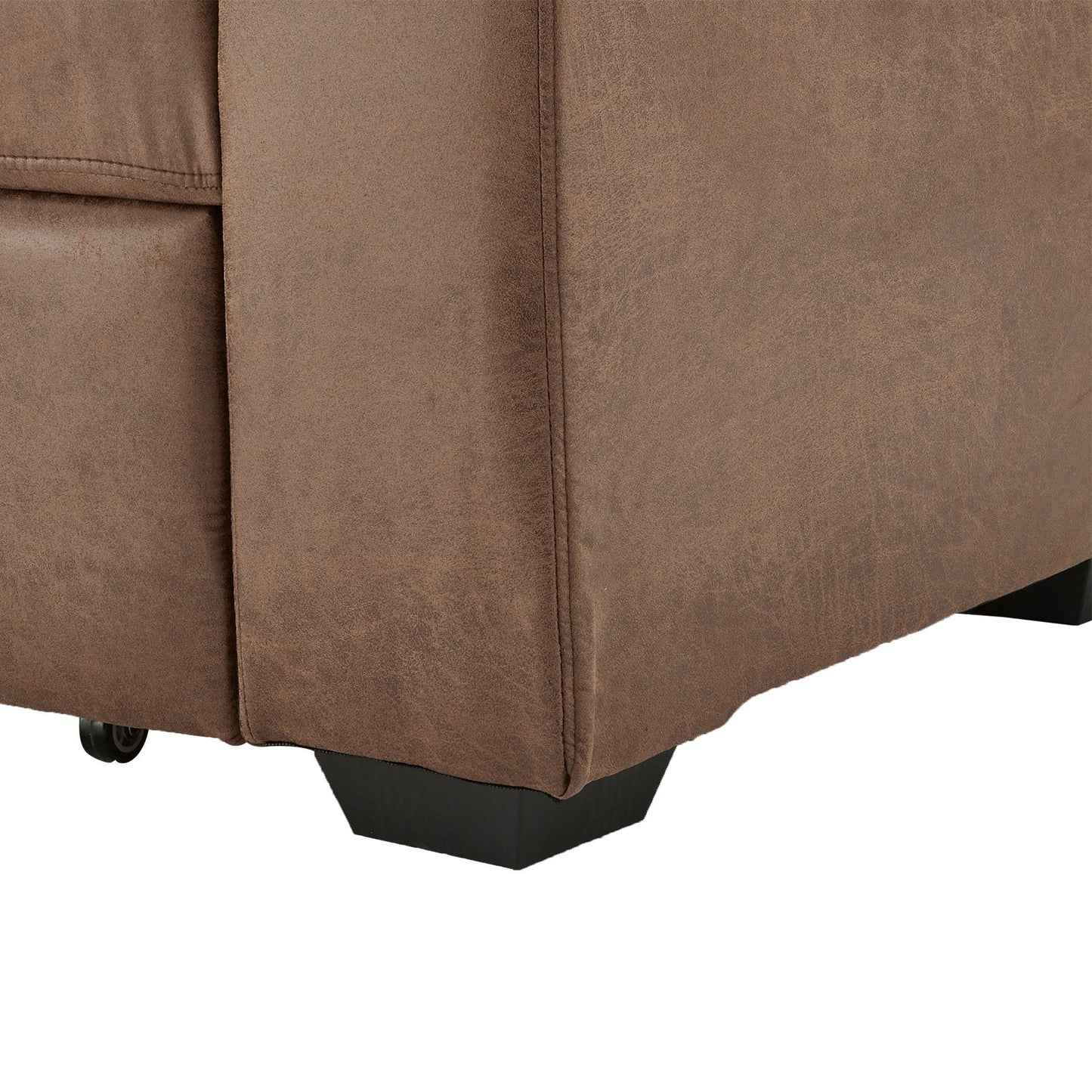 Sarantino Distressed Faux Leather Sofa Bed Couch Lounge - Brown