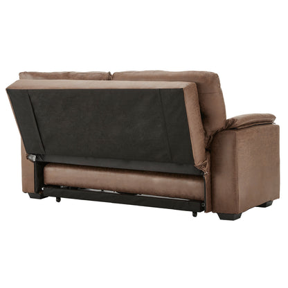 Sarantino Distressed Faux Leather Sofa Bed Couch Lounge - Brown