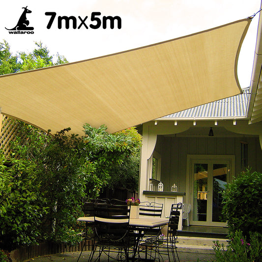 Wallaroo Rectangular Shade Sail 7m x 5m - Sand