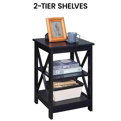 Sarantino Orson 2-Tier Bedside Table in Black