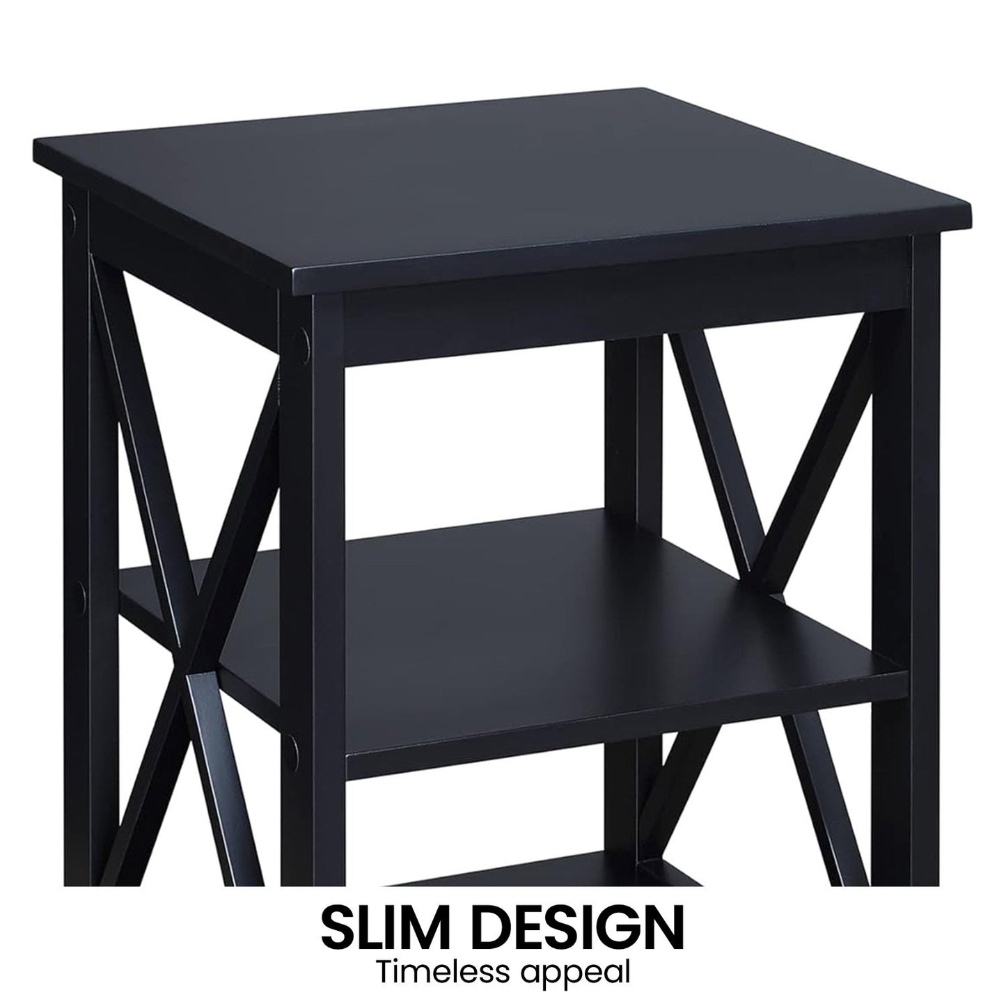 Sarantino Orson 2-Tier Bedside Table in Black