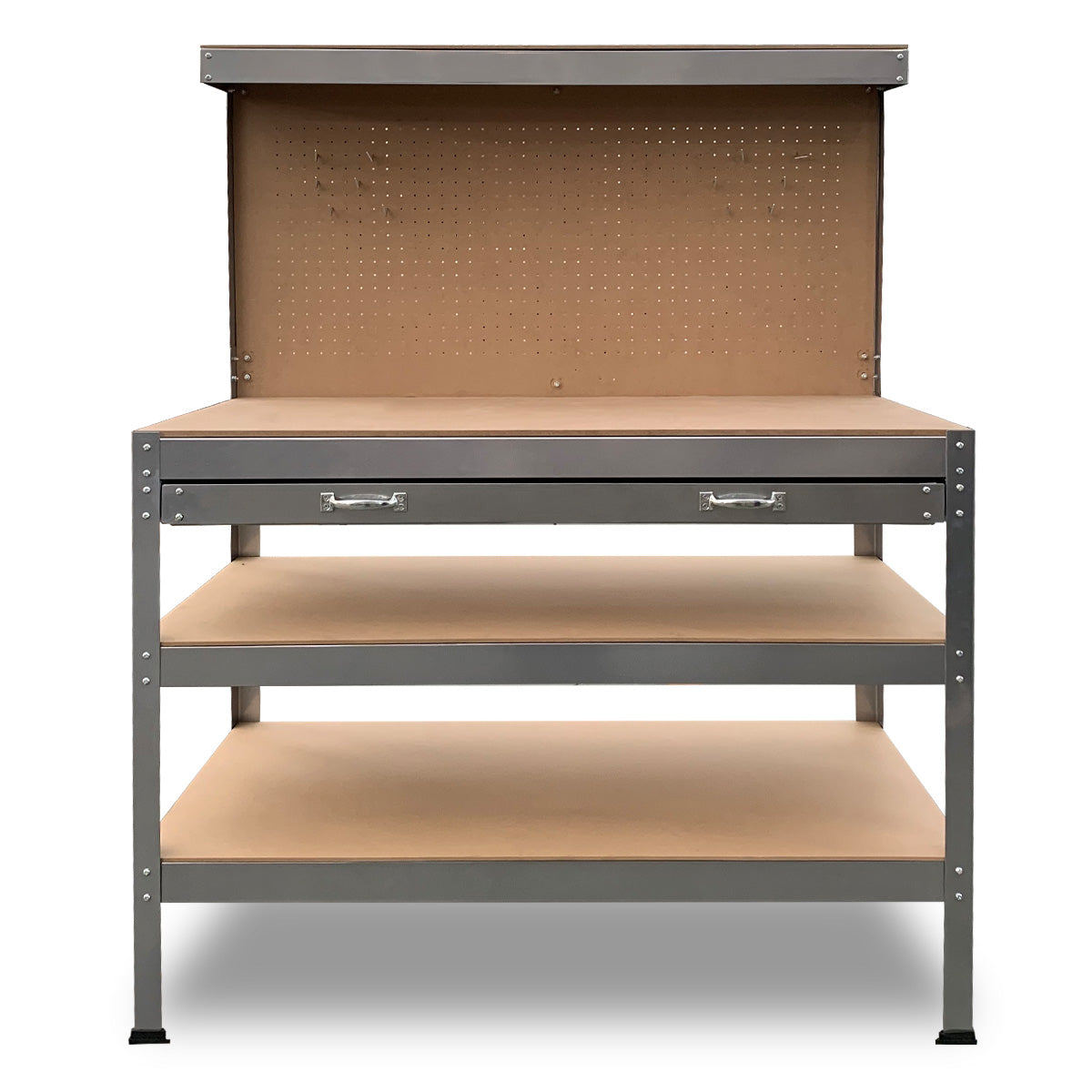 3-Layered Work Bench Garage Storage Table Tool Shop Shelf Silver