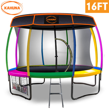 Trampoline 16 ft Kahuna with  Roof -Rainbow