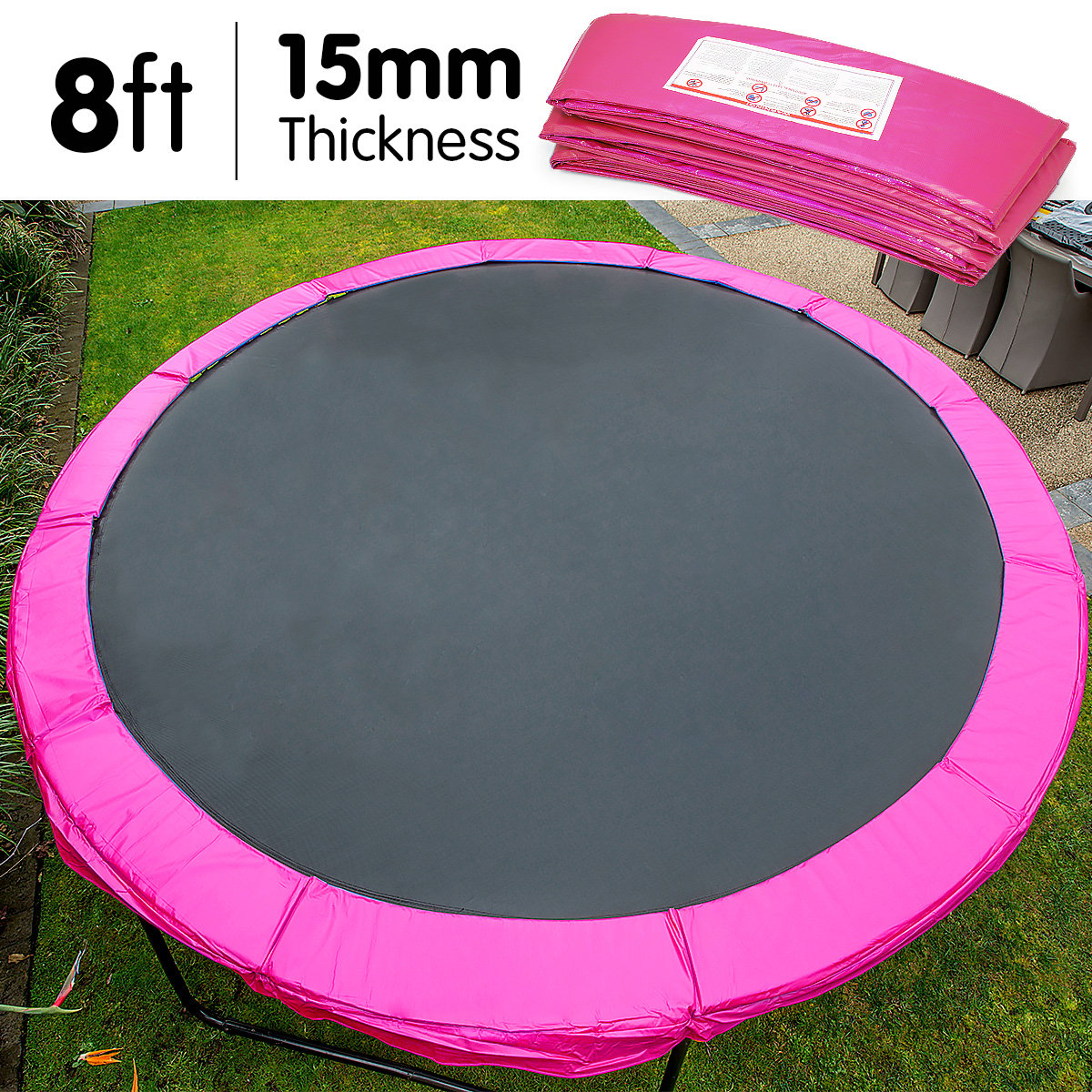 Powertrain Replacement Trampoline Spring Safety Pad - 8ft Pink