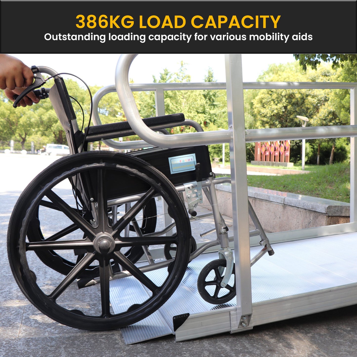 Kartrite 6ft Portable Aluminium Mobility Threshold Access Wheelchair Ramp w/ Handrails