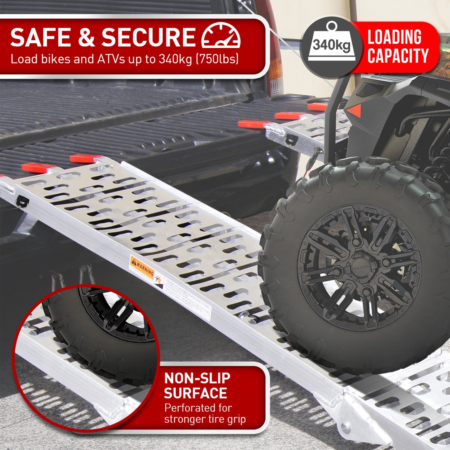 Aluminium ATV Loading Ramp Foldable - Silver