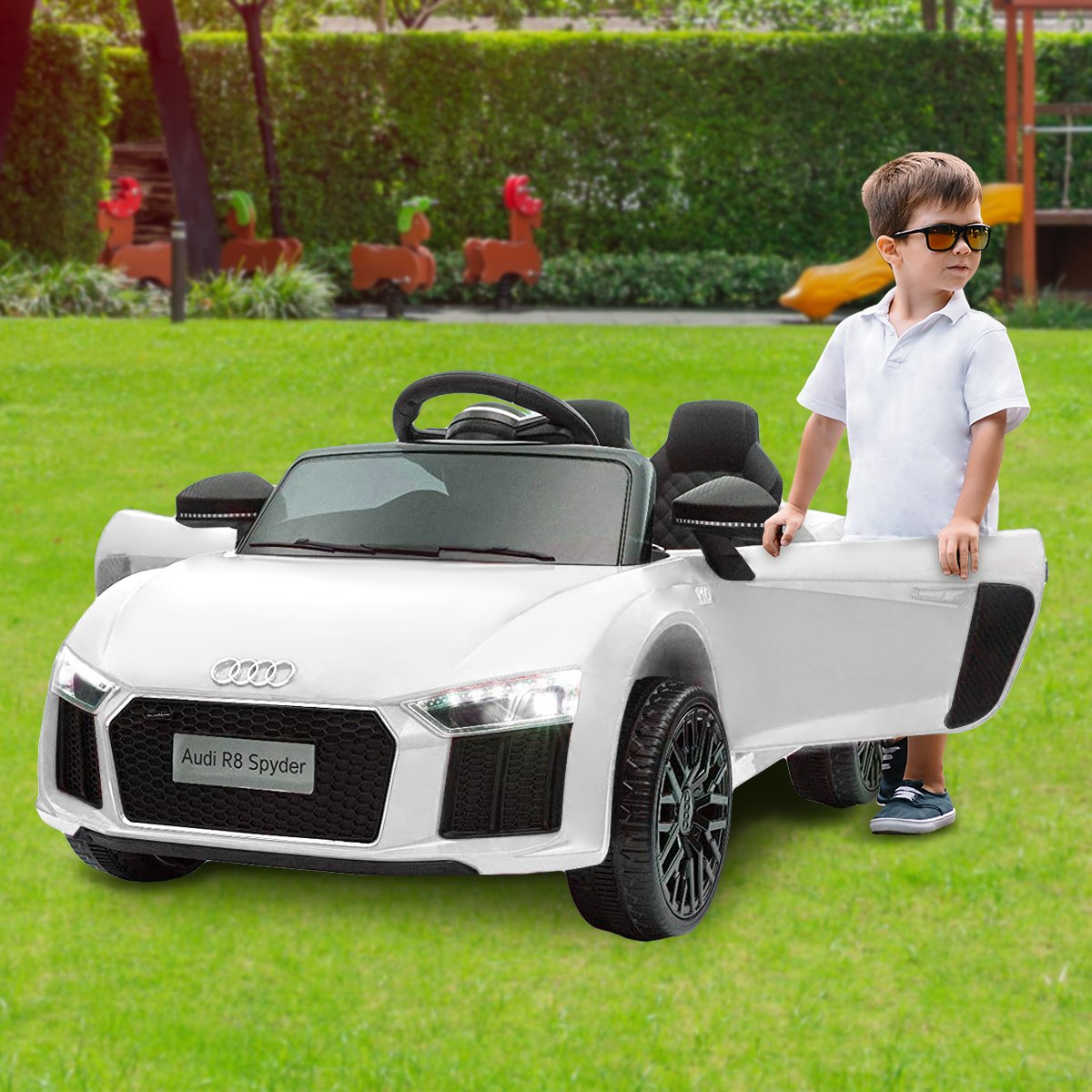 R8 Spyder Audi Licensed Kids Electric Ride On Car Remote Control White