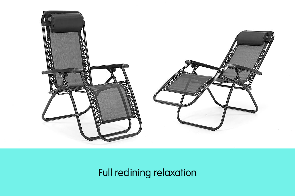 Zero Gravity Reclining Deck Chair - Black