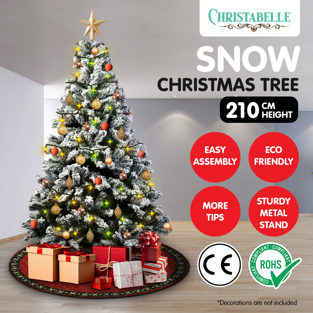 Christabelle Snow-Tipped Snowflocked Artificial Christmas Tree 2.1m 1200 Tips